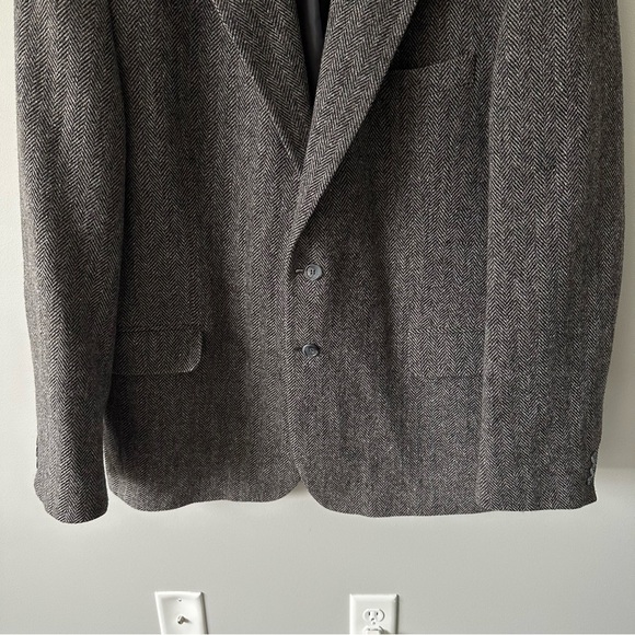 The Crossroads Collection Jacket Mens 46L Gray Herringbone Tweed Blazer Wool - Picture 3 of 16